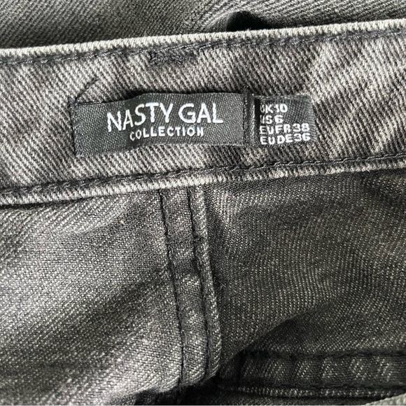 NASTY GAL asymmetric strap straight leg denim jeans high rise size 6 - Picture 12 of 15